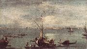 GUARDI, Francesco The Lagoon with Boats, Gondolas, and Rafts kug oil